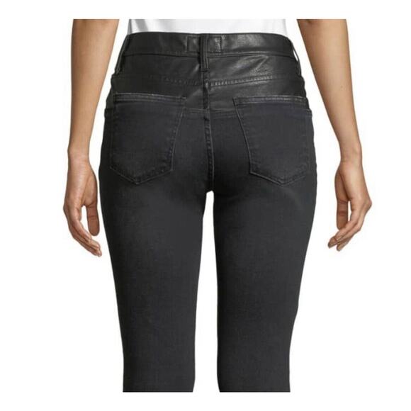 Current Elliott The Fused Faux Leather Skinny Jeans Size 28 Black Denim Moto Emo - Picture 3 of 12